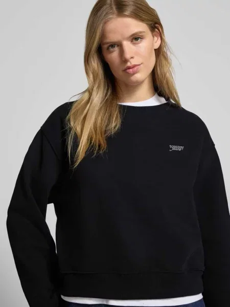 Bluza o kroju z mieszanki bawełny czarna