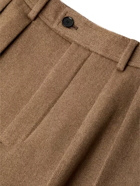 Pantaloni Loro Piana de lână plisate maro