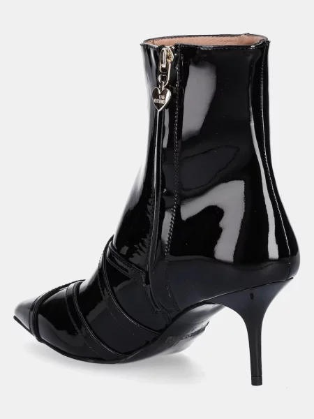 Love Moschino bőr csizma tűsarkú fekete