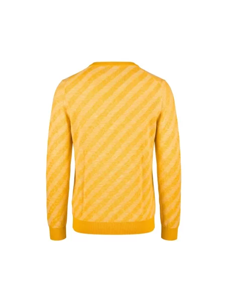 Sweter Malo w paski z paskiem żółty