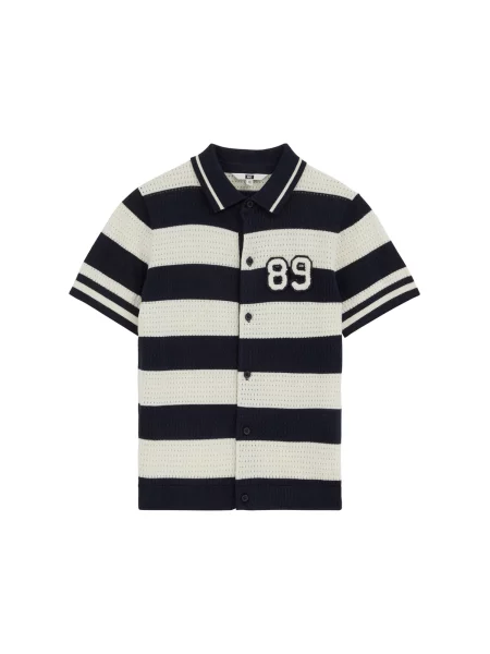 WE Fashion Geacă tricotată albastru marin / lână alb