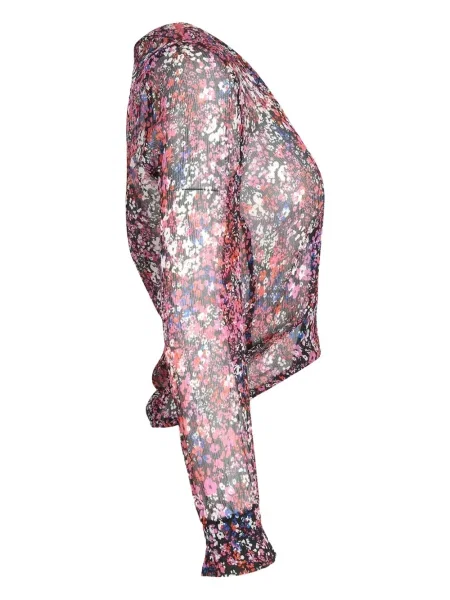 Top Maje cu model floral cu imagine roz