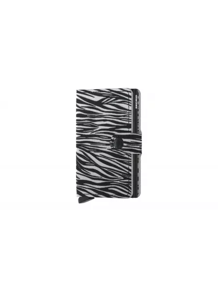 Secrid portfel skórzany Miniwallet Zebra Light Grey szary czarny