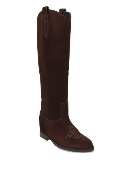 Botine Via Roma 15 cu broderie din piele de căprioară maro