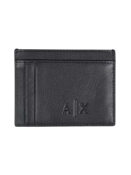 Armani Exchange zestaw portfel i brelok skórzany czarny
