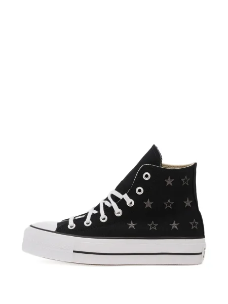 Мюли Converse на платформе бродирани на цветя сребристо