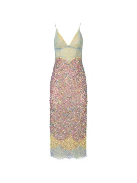 Rochie midi Costarellos din dantelă albastru