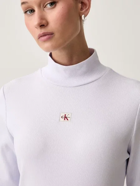Calvin Klein Jeans блуза с дълги ръкави дамска с виолетово