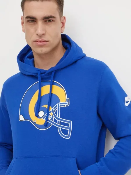 Суичър с качулка Nike с качулка с принт синьо
