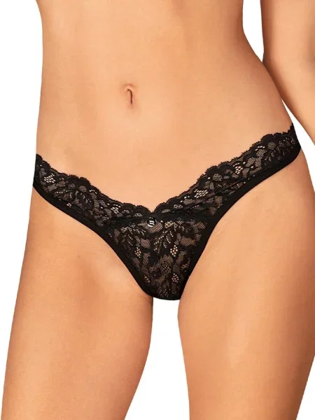 Кружевные трусики стринг Стринги_Obsessive_Bellastia чорні