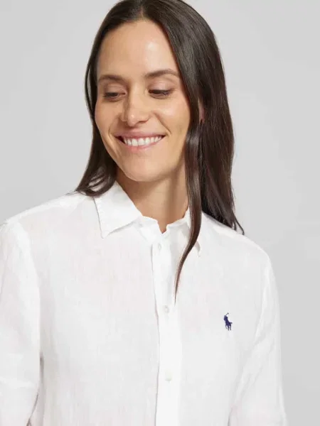 Lniana koszula Polo Ralph Lauren z logo biała