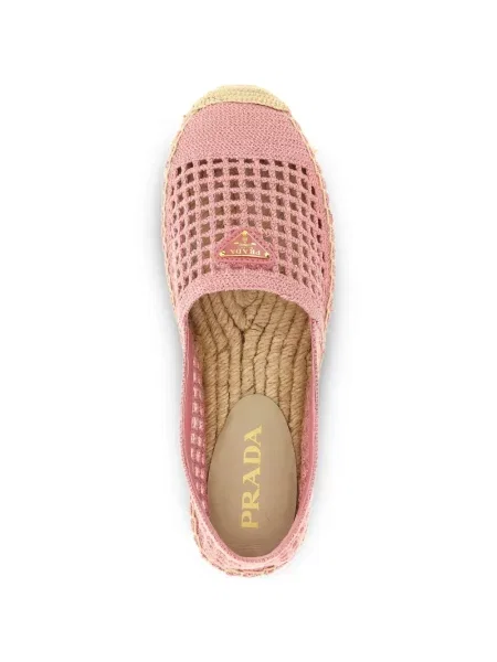 Espadrile Prada tricotate cu autograf roz