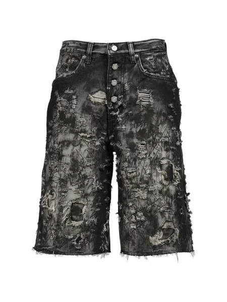 Pantaloni scurți din denim Thug Club zdrențuiți negru