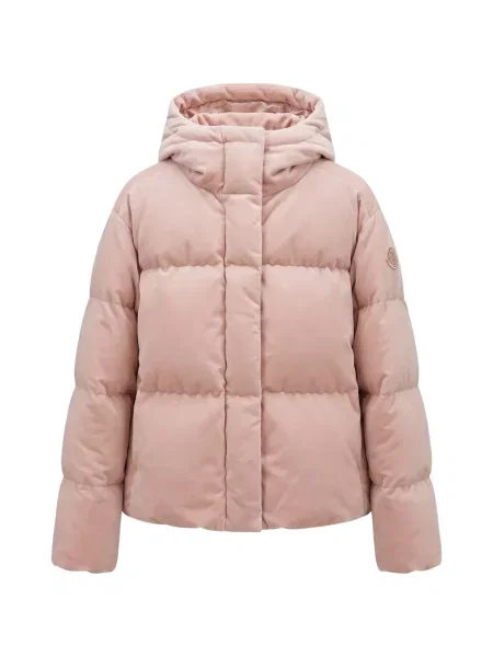 Scurt geacă cu puf Moncler cu glugă roz