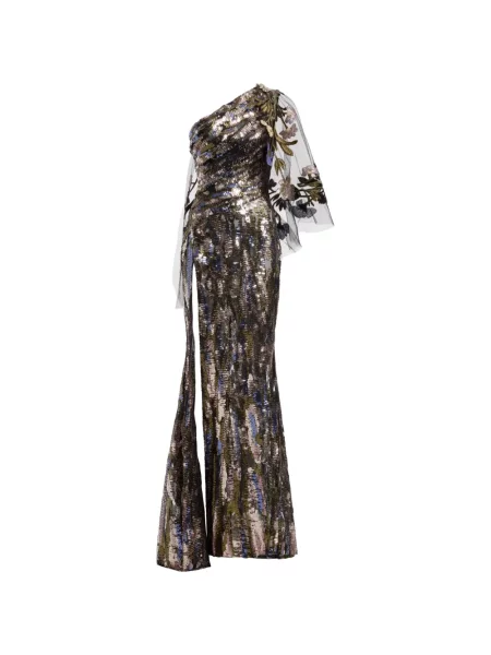 Rochie maxi Elie Saab cu paiete cu un umăr gol negru