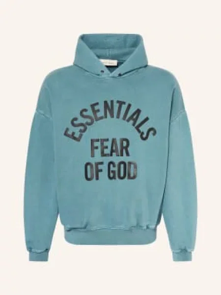 Essentials Fear Of God Mikina S Kapucí V Oversized Střihu petrolejová