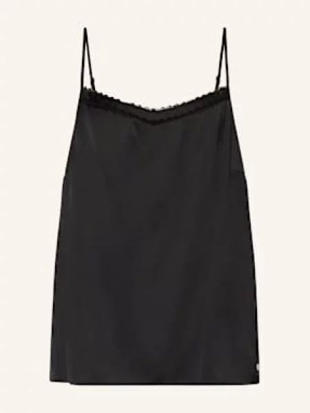 Satynowy top Marc Cain bez rękawów czarny