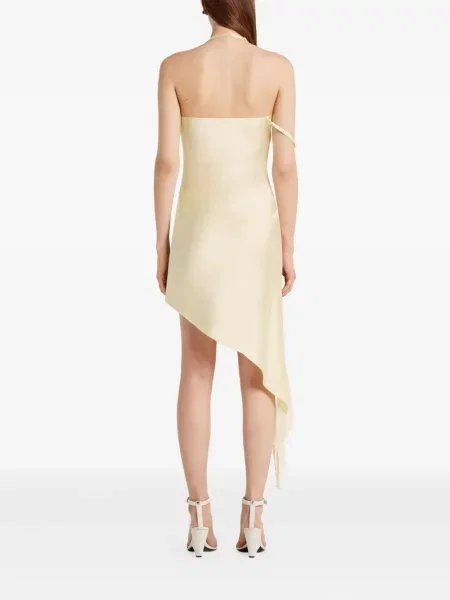 Rochie Courreges din satin de costum galben