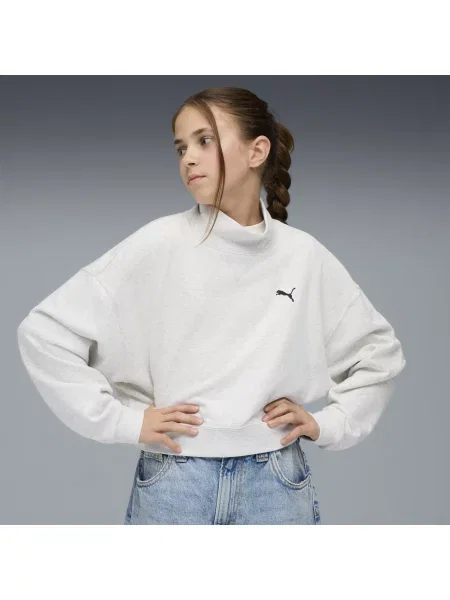 PUMA Młodzieżowa bluza oversize z okrągłym dekoltem Wardrobe Essentials Go Together Akcesoria biały