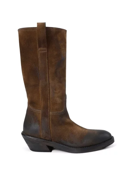 Botine Ann Demeulemeester din piele de căprioară maro