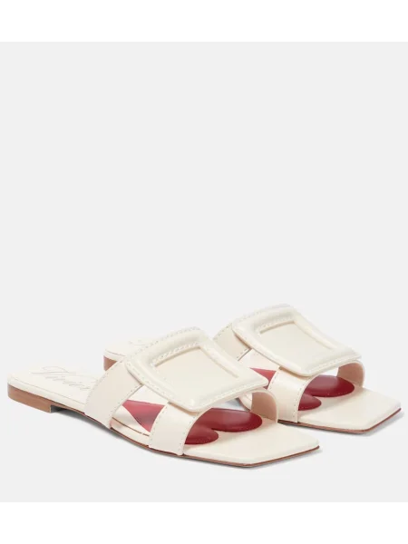 Sandale Roger Vivier din piele cu cataramă bej