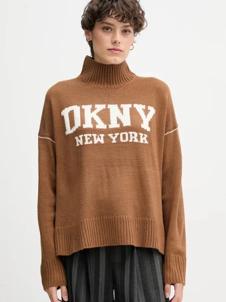 Пуловер Dkny с ниско поло черно