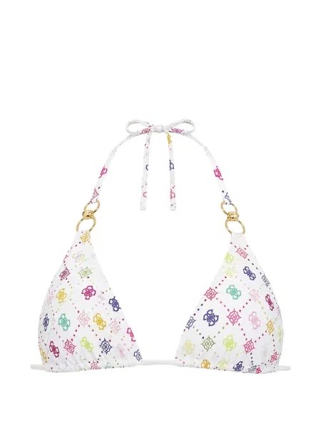 Halter nyakú felső Guess nyomtatás fehér