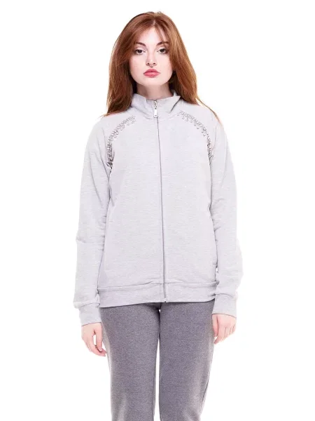 Bluza z z pełny błyskawiczny na co dzień szara
