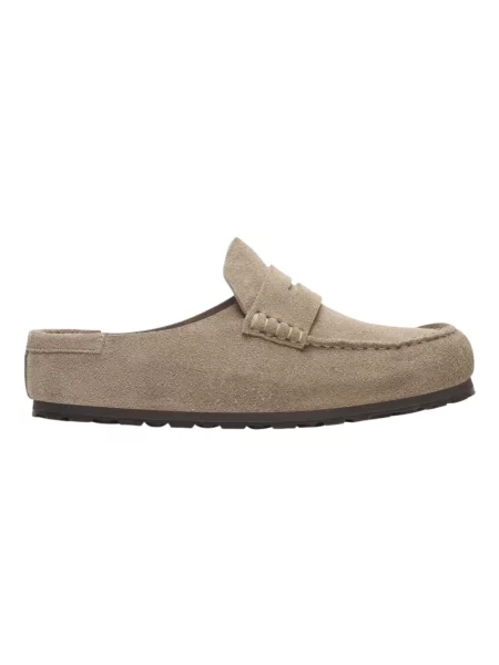 Klapki mules Birkenstock zamszowe beżowe
