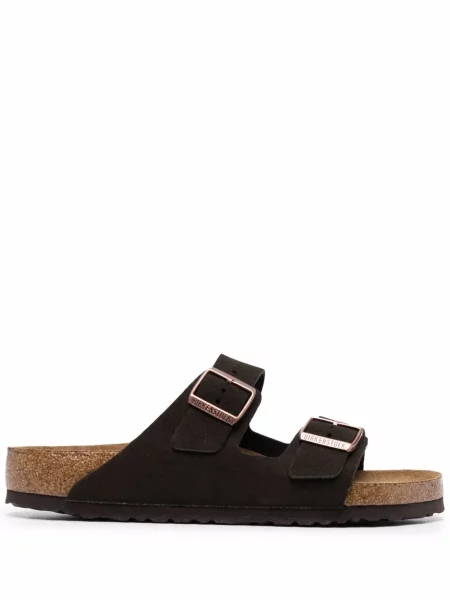 Sandale Birkenstock din piele de căprioară slip-on maro