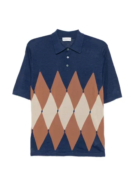 Tricou polo Ballantyne cu model argyle albastru
