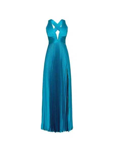 Rochie maxi Nissa din satin albastru