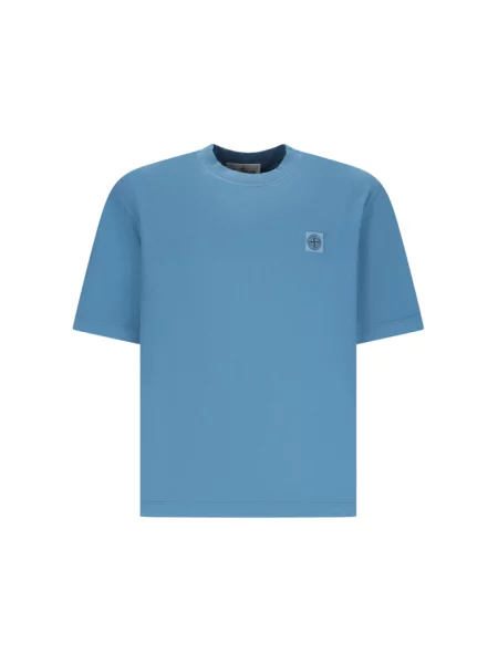Koszulka Stone Island z krótkim rękawem z dżerseju z kamieniami niebieska