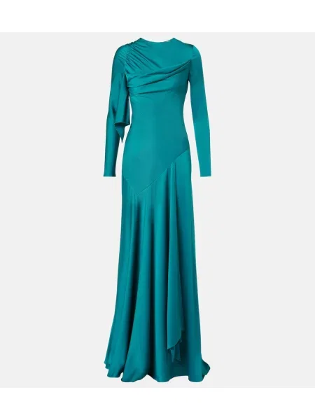 Rochie Mcqueen din satin drapată albastru