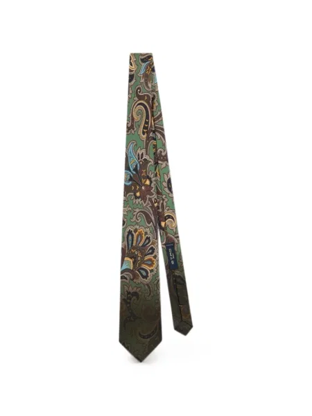Cravată Etro de mătase cu model floral verde