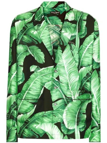 Cămașă Dolce & Gabbana de mătase cu imagine verde