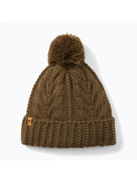 Olcsóbban. Női téli sapka Timberland Cable Premium Pom Beanie levél zöld. Méret: OS zöld