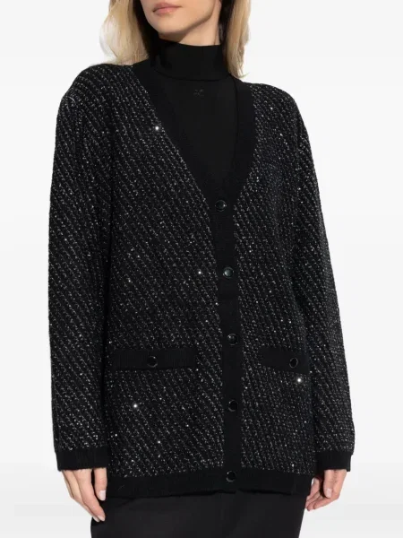 Kardigan Gestuz z kieszeniami zapinanymi na guziki czarny
