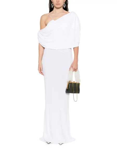 Rochie maxi Christopher Esber drapată de costum alb