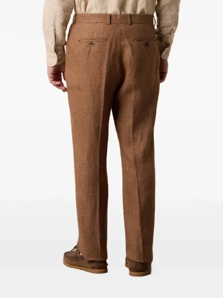 Pantaloni Brooks Brothers cu model herringbone maro