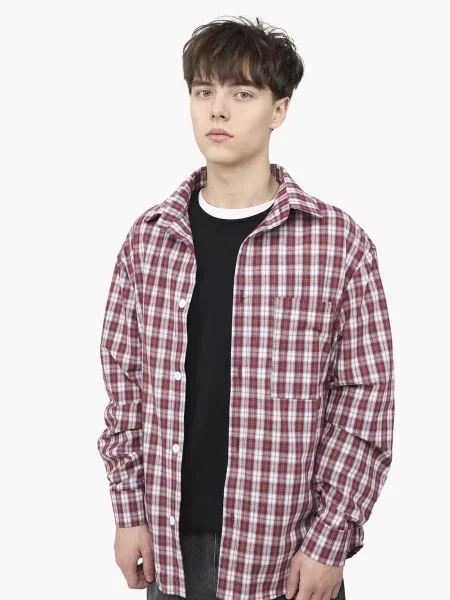 Сорочка повсякденна YUKI бавовна/вовна червоний