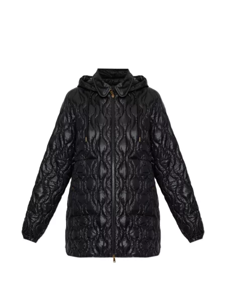 Matlasat geacă cu puf Moncler cu imprimeu geometric negru
