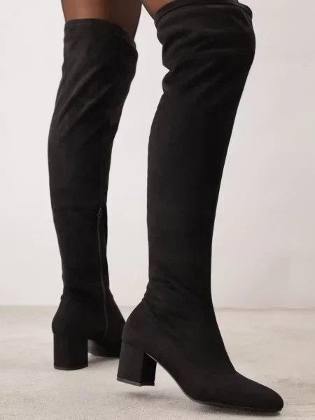 Cizme muschetare VICES din cu aspect de piele întoarsă cu jos Fieva negre