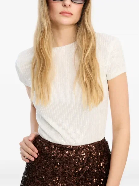 Tricou Rotate Birger Christensen cu paiete alb