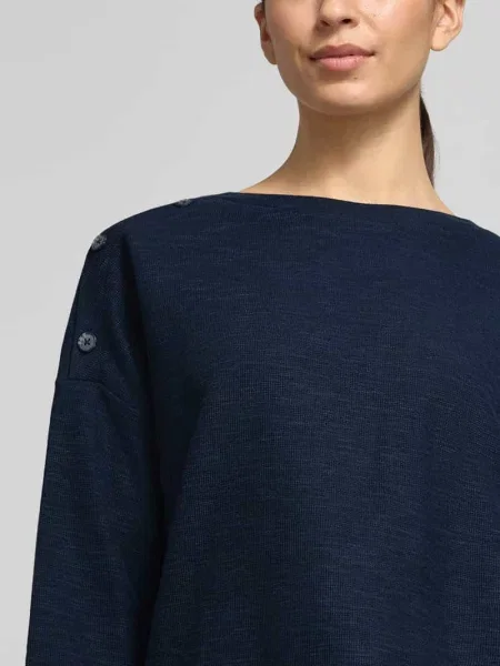 Koszulka o kroju loose fit z mieszanki bawełny z domieszką modalu Tom Tailor granatowa