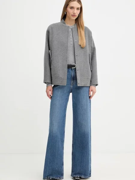 MAX&Co. longsleeve z dodatkiem wełny szary