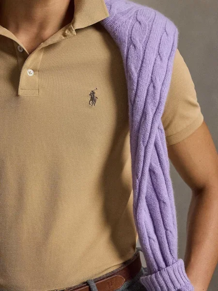 Polo Ralph Lauren тениска с яка мъжка от с кафяво