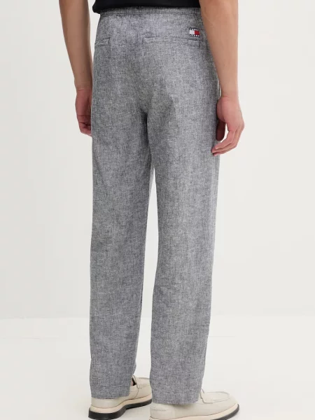 Spodnie o kroju regular fit o szerokości z mieszanki lnu i bawełny Tommy Jeans granatowe