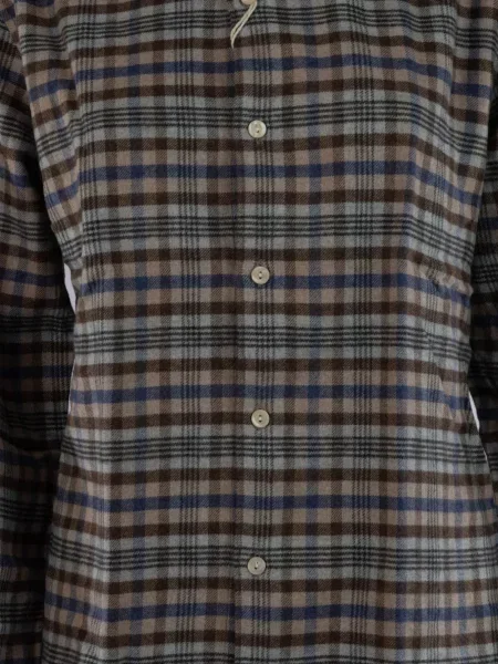 Καρό μακρύς πουκάμισο Tintoria Mattei καφέ