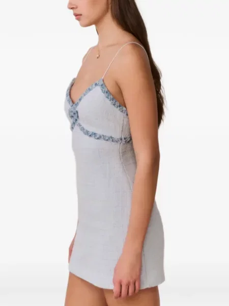 Rochie din denim Loveshackfancy din tweed albastru